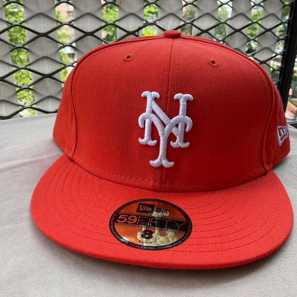 New Era New York Mets RARE ORANGE HOME Fitted cap size 8